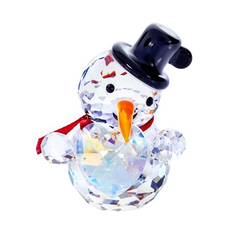 Crystal Snowman Figurine wearing Top Hat | Preciosa Snowman Figurine