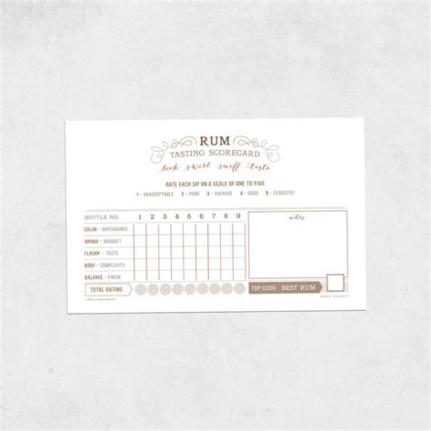 RUM tasting INSTANT DOWNLOAD scorecard print at home | Etsy