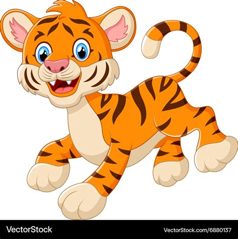 Playful tiger cartoon Royalty Free Vector Image