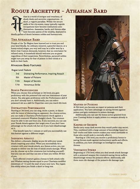 Rogue Archetype - Athasian Bard | Rogue archetypes, Bard, Archetypes