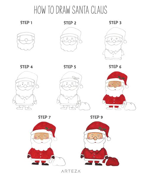 How to Draw Santa Claus | Easy christmas drawings, Santa claus drawing, How to draw santa