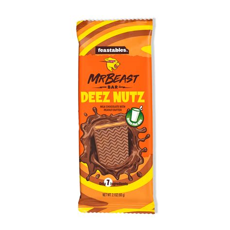 Feastables MrBeast Deez Nutz Peanut Butter Milk Chocolate Bar, 2.1 oz ...