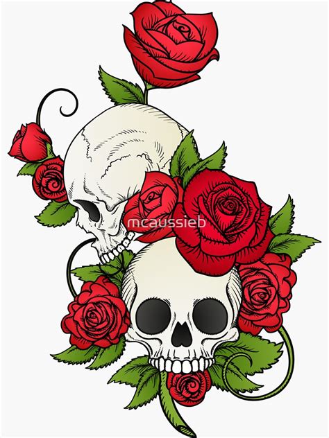 "Skull Couple Roses | SKULLS - DARKNESS - MACABRE" Sticker by mcaussieb ...