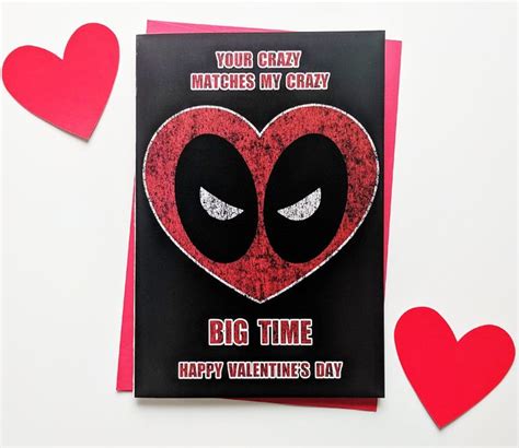 Deadpool Valentine's Day Card, Deadpool Marvel Valentine Card for Him ...