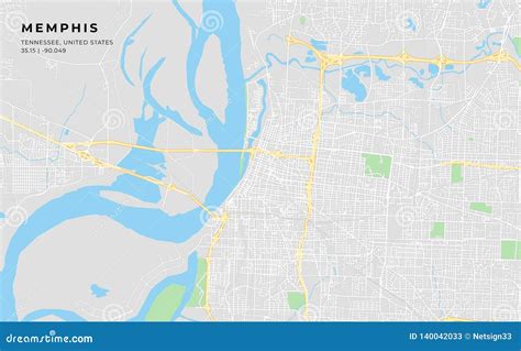 Printable Street Map of Memphis, Tennessee Stock Vector - Illustration of backdrop, sign: 140042033