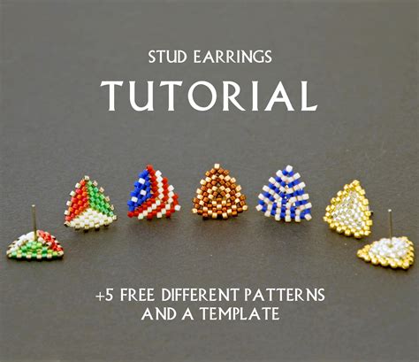 Seed Bead Stud Earring Tutorial Simple Beading Pattern Weaving | Etsy | Seed bead patterns free ...