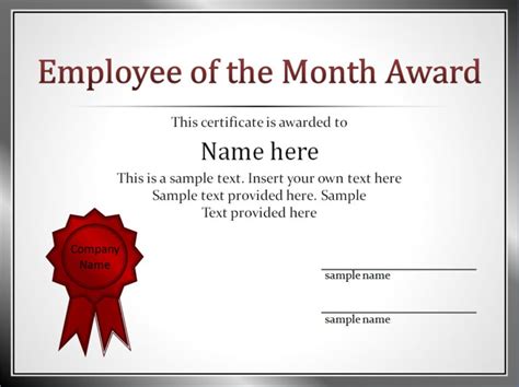 Effective Employee Award Certificate Template With Red Color intended ...