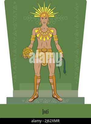 Illustration vector isolated of Inca, Mythical God Illapa, rain and ray ...