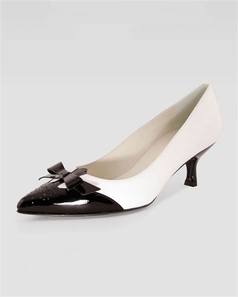 Lyst - Stuart Weitzman Spectator Kitten Heel Pump in Black