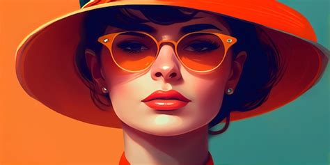 Premium AI Image | A woman in a hat and sunglasses with the word art on the bottom.