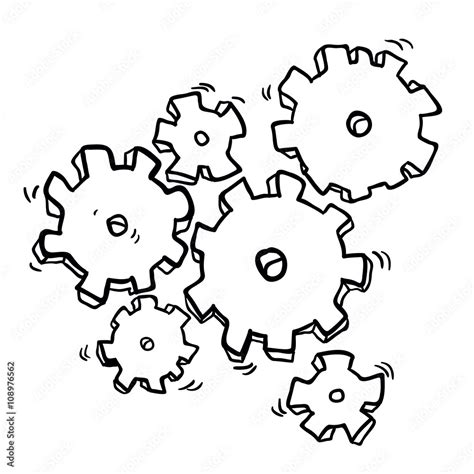 black and white cartoon cogs and gears Stock Vector | Adobe Stock