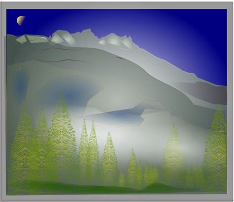 Free Clipart: Fog between Forest and Peaks | cibo00