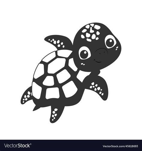 Turtle black silhouette Royalty Free Vector Image