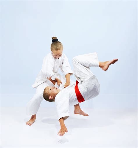 Judo Athletes Are Training Throws Stock Photo - Image of sambo, health ...