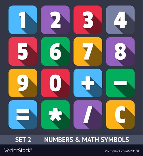 Flat numbers and mathematical symbols Royalty Free Vector