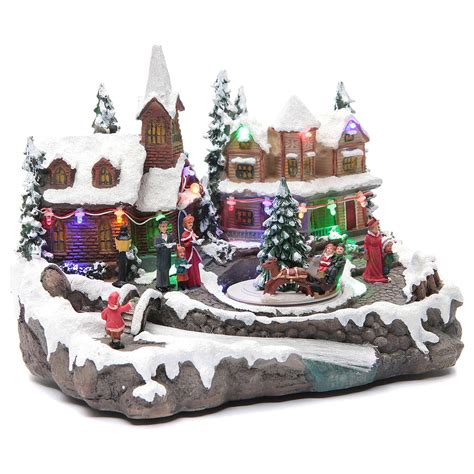 Christmas village with lights and movement 30x15x20 cm | online sales ...