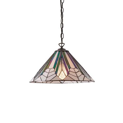 Hanging Tiffany Pendant Light for High Ceilings in Art Deco Style