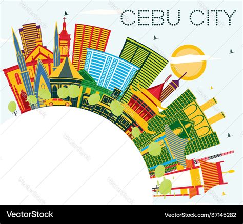 Cebu city philippines skyline with color Vector Image