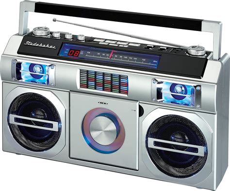 Buy Studebaker SB2145S 80's Retro Street Bluetooth Boombox with FM Radio, CD Player, LED EQ, 10 ...