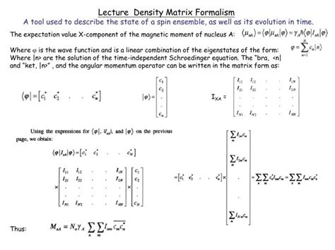 PPT - Lecture Density Matrix Formalism PowerPoint Presentation, free ...