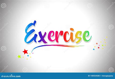 Exercise Handwritten Word Text with Rainbow Colors and Vibrant Swoosh Stock Vector ...