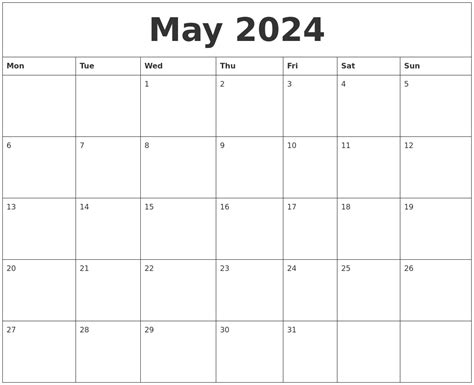 May 2024 Free Calendar Printables