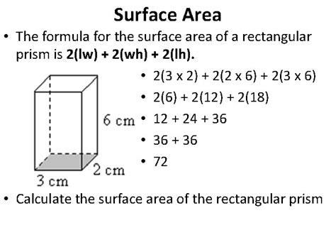 Surface Area of Rectangular Prism Using Formula Warm