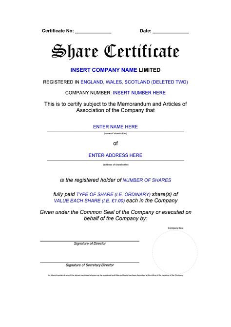 10+ Share Certificate Templates | Word, Excel & PDF Templates