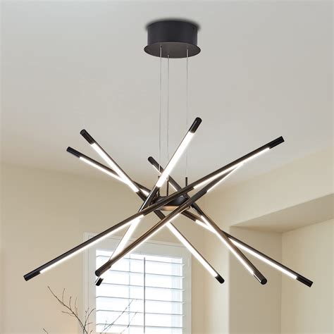 Illuminati Black Modern LED Chandelier Sputnik Pendant Light Fixture ...