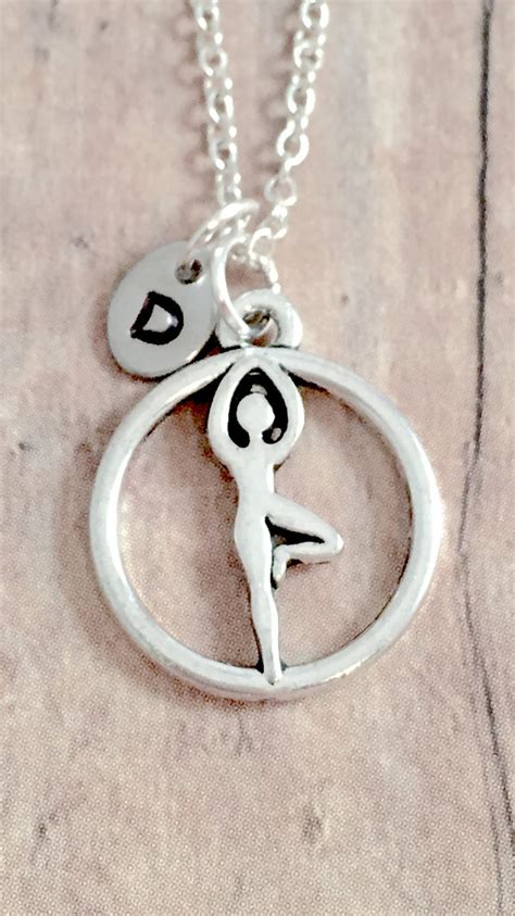 Yoga Initial Necklace Yoga Jewelry Tree Pose Jewelry Yoga - Etsy