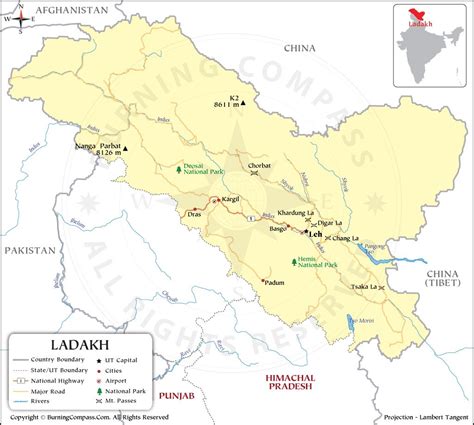 Ladakh Map, Ladakh Union Territory Map