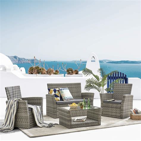 Cherry Tree Furniture 4 Seater Grey Garden Furniture Set Patio Set ...