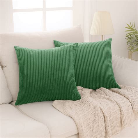 Deconovo Pack of 2 Pillowcase Cover Corduroy Square Throw Pillow Covers ...