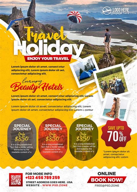 Holiday Travel Agency Flyer Design PSD - PSD Zone