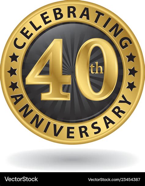 Celebrating 40th anniversary gold label Royalty Free Vector