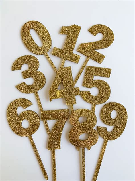 Gold Glitter Cake Topper Numbers — Sugar Drop