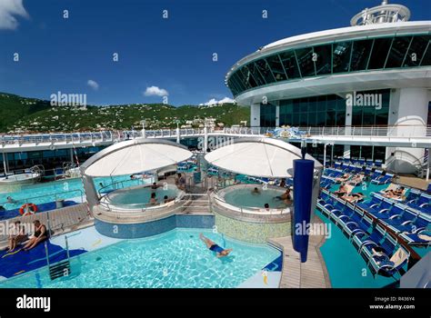 The pool deck on Royal Caribbean's Adventure of the Seas cruise ship Stock Photo - Alamy