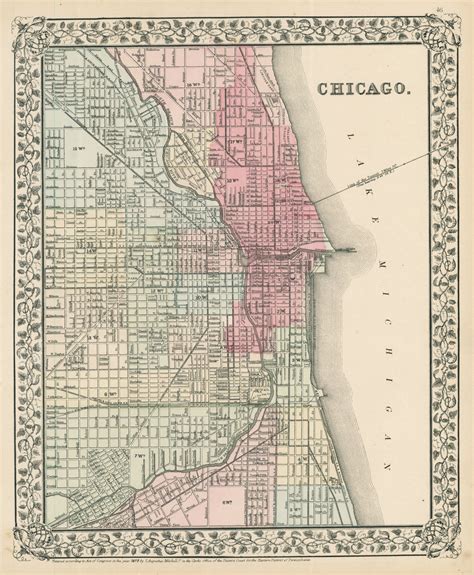 Antique Map of Chicago by Mitchell, 1872 - Great Chicago Fire of 1871 ...