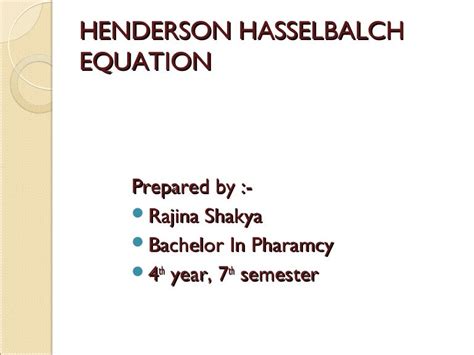 Henderson Hasselbalch Equation