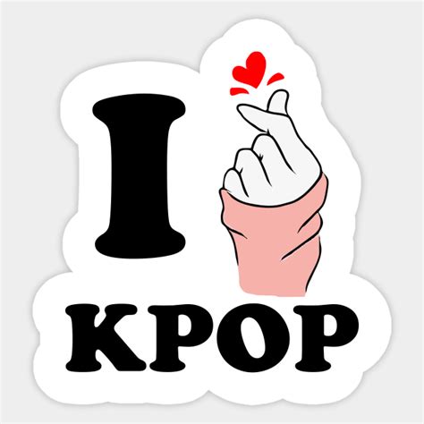 i love kpop finger heart black - I Love Kpop - Sticker | TeePublic