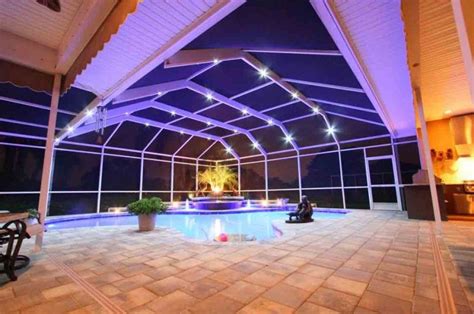 Unique Artistic Lighting Home Designs Exterior | Pool enclosure ...