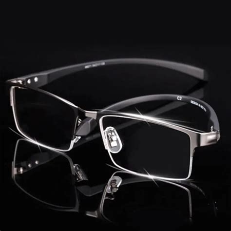 Men Titanium Alloy Eyeglasses Frame for Men Eyewear Flexible Temples Legs IP Electroplating ...