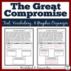 The Great Compromise Worksheet | Informational text, Engaging lessons, Social studies education