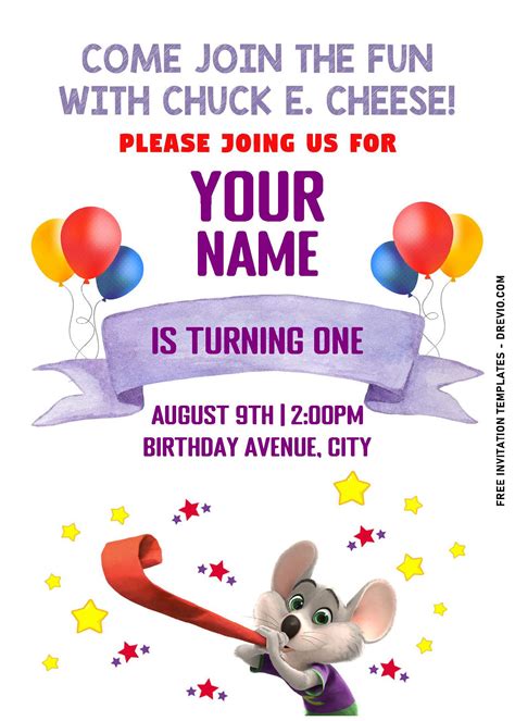 Free Editable PDF – Chuck E Cheese’s Band Birthday Invitation Templates For All Ages | Download ...