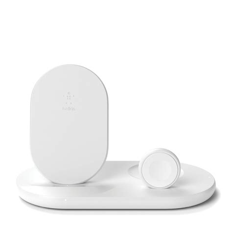 Belkin WIZ001TTWH Boost Charge 3-In-1 Wireless Charger for iPhone + Apple Watch + Airpods (White ...