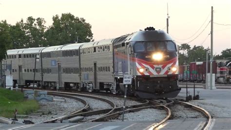 RTA Metra: 2003 MP36PH-3S Locomotive Bi-Level Push-Pull Metra Rail Train #409 at Blue Island ...