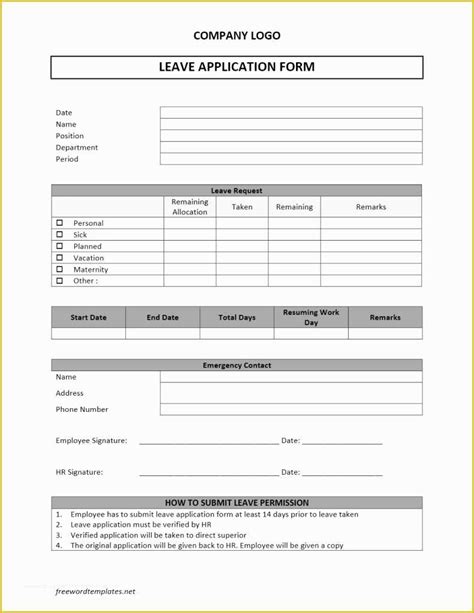 Leave Application form Template Free Download Of 14 Medical Leave form ...