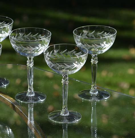 Vintage Etched CRYSTAL Champagne Coupes - Cocktail Glasses, Set of 4 ...