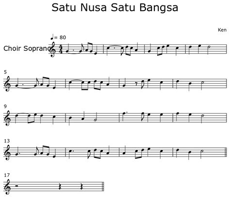 Satu Nusa Satu Bangsa - Sheet music for Choir Tenor