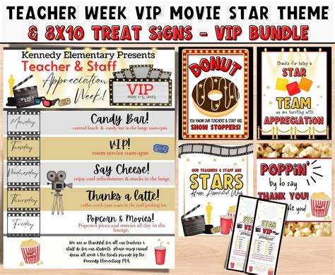 Movie Hollywood Teacher Appreciation Week Theme. Teacher & Staff Appreciation Template. PTO PTA ...